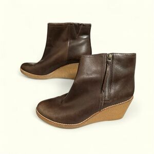 Cole Haan Auden Waterproof Leather Ankle‎ 3” Wedge Zip Bootie Size 11 Brown
